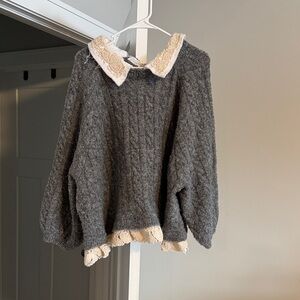 POL Charcoal and Cream Knit Sweater